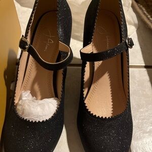 J. Adams black glitter heels